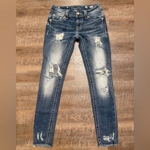 Miss Me Distressed Denim Jeans with Embellished Pockets